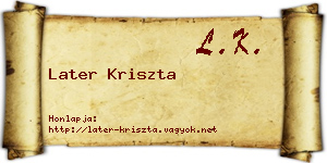 Later Kriszta névjegykártya