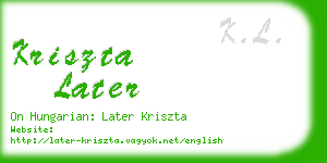 kriszta later business card